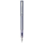 Parker vector xl stylo plume  laque bleu-argent métallisée sur laiton  plume fine  encre bleue  coffret cadeau