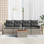 vidaXL Ensemble de canapé de jardin 5 Pièces Gris Poly rotin