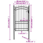 vidaXL Portail de clôture avec pointes Acier 100x175 cm Noir