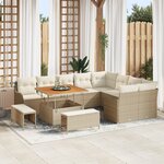 vidaXL Ensemble de 12 pièces de sofas de jardin avec coussins beige rotin poly acacia