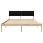 vidaXL Cadre de lit Marron et noir 135 x 190 cm Bois massif en pin