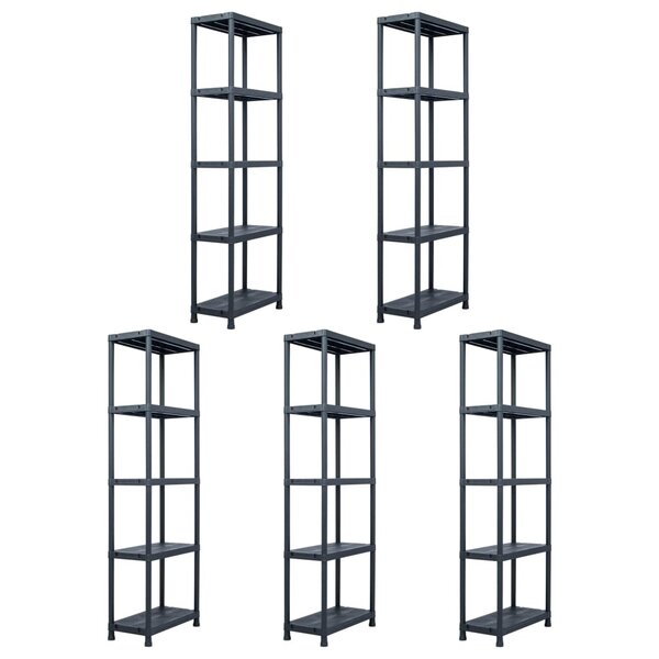 vidaXL Étagères de rangement 5 Pièces Noir 125 kg 60x30x180 cm Plastique