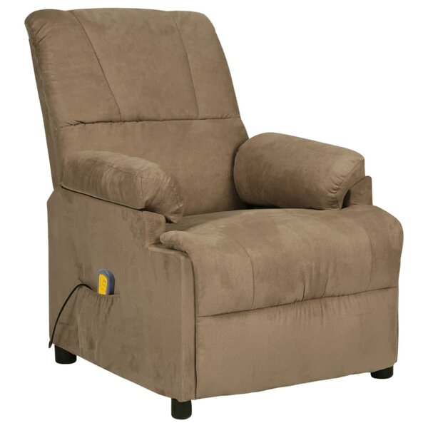 vidaXL Fauteuil de massage taupe tissu microfibre