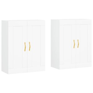 vidaXL Armoires murales 2 Pièces blanc bois d'ingénierie