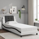 vidaXL Cadre de lit avec LED sans matelas blanc et noir 80x200 cm