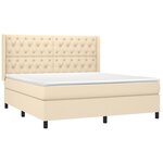 vidaXL Sommier à lattes de lit avec matelas Crème 160x200 cm Tissu