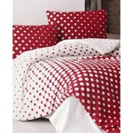 Parure de lit - housse de couette 220 x 240 + 2 taies d'oreiller 60 x 60 coton renforcé - Rouge