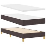 Lit Box Spring avec Matelas - Marron Foncé - 100x200 cm - Tissu