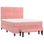 vidaXL Sommier à lattes de lit avec matelas Rose 140x190 cm Velours