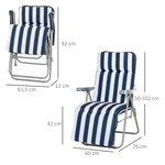 Lot de 2 chaise longue bain de soleil adjustable pliable transat lit de jardin en acier bleu + blanc