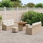 vidaXL Ensemble de canapé de jardin 9 Pièces Beige Poly rotin