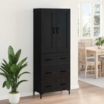 vidaXL Haut Armoire avec tiroir 2 Pièces Chêne noir Bois d'ingénierie