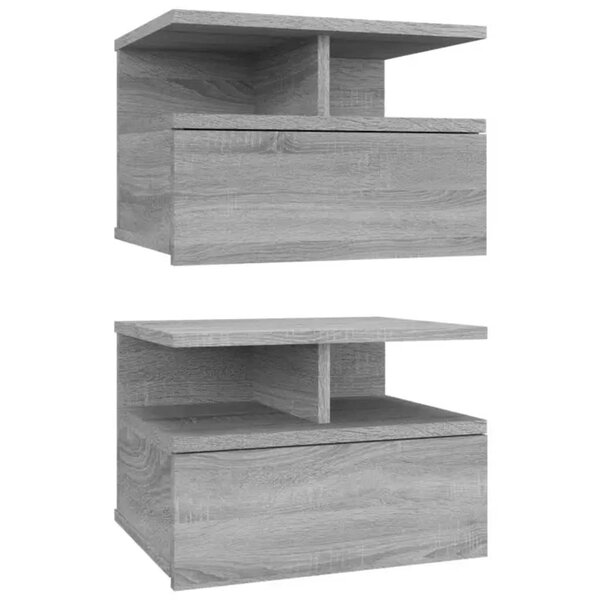 vidaXL Tables de chevet flottantes 2 Pièces Sonoma gris 40x31x27 cm