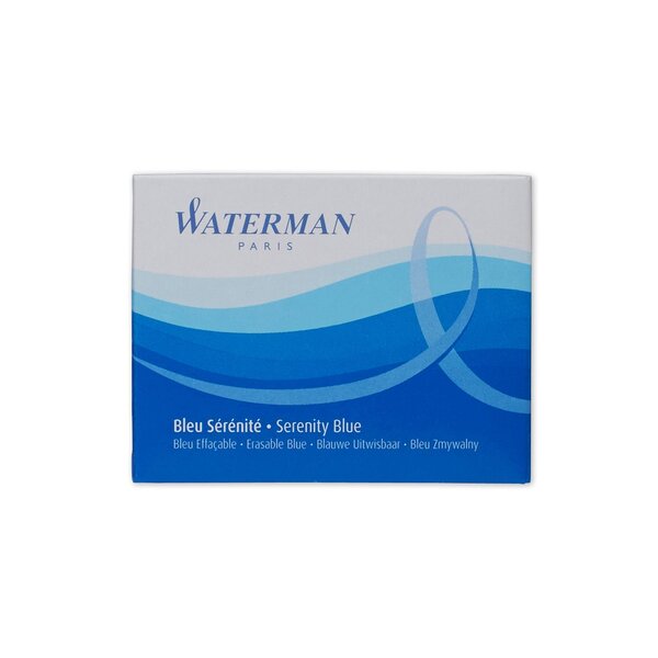 Pack de 8 cartouches d'encre longues effaçable Bleu serenity WATERMAN