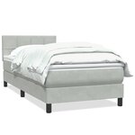 vidaXL Sommier à lattes de lit et matelas gris clair 90x220 cm velours