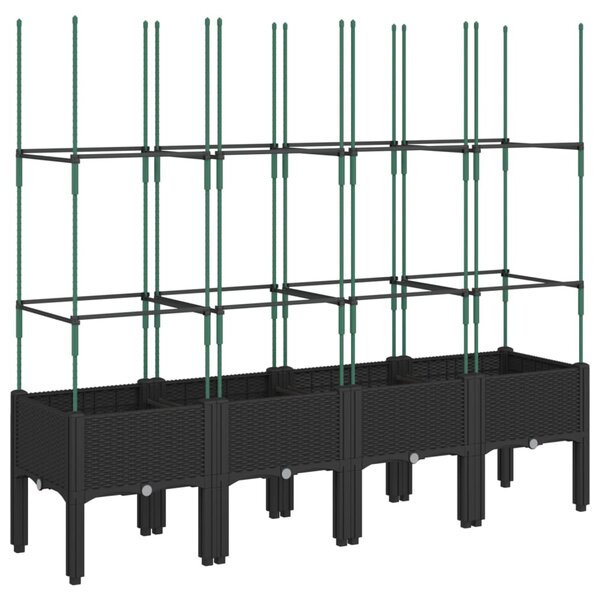 vidaXL Jardinière avec treillis noir 160x40x142 5 cm PP