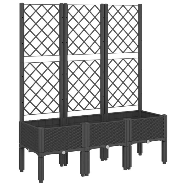 vidaXL Jardinière avec treillis noir 120x40x142 cm PP