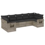 vidaXL Salon de jardin avec coussins 7 Pièces gris clair résine tressée