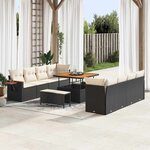 vidaXL Ensemble de canapé de jardin 11 Pièces Noir Poly rotin
