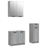vidaXL Ensemble d'armoires de salle de bain 3 Pièces sonoma gris