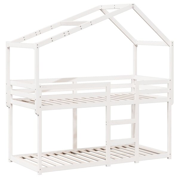 vidaXL Lit superposé avec toit blanc 90x200 cm bois de pin massif