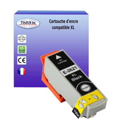 Cartouche Compatible avec  Epson XP-510, XP-520, XP-600, XP-605, XP-610, XP-615 remplace Epson T2621 Noire - T3AZUR