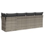 vidaXL Canapé de jardin 4 places avec coussins gris résine tressée