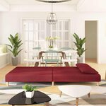 vidaXL Canapé-lit à 2 places avec deux oreillers rouge bordeaux tissu