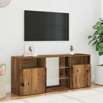 vidaXL Meuble TV avec lumières LED vieux bois bois d'ingénierie