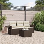 vidaXL Salon de jardin 4 Pièces avec coussins marron résine tressée