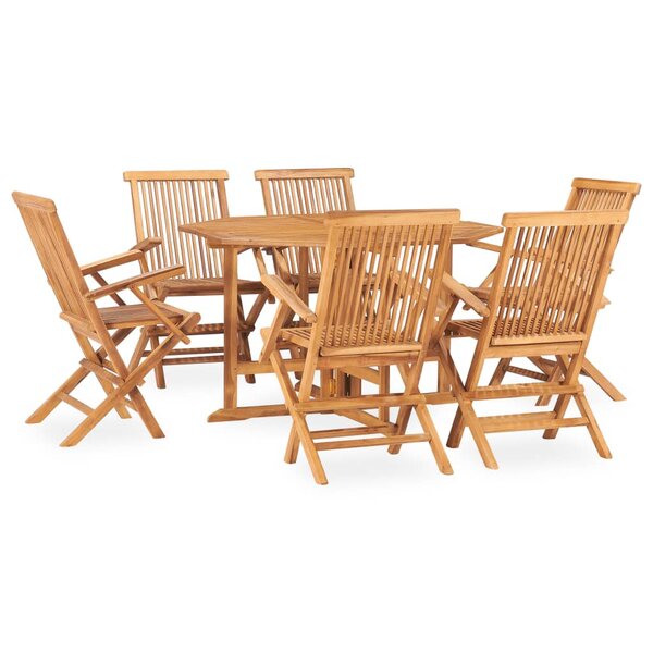 vidaXL Mobilier à dîner d'extérieur pliable 7 Pièces Bois solide de teck