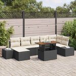 vidaXL Ensemble de canapé de jardin avec coussin 8 Pièces Noir  Crème