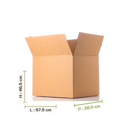 Lot de 20 cartons de déménagement simple cannelure 57.5x38.5x46.5cm (x10)
