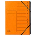 Trieur Agrafé Avec Élastiques Intérieur Noir 12 Compartiments - A4 - Orange - X 10 - Exacompta