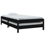 vidaXL Lit empilable Noir 100x200 cm Bois de pin massif