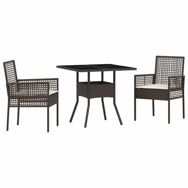 vidaXL Ensemble de salle à manger pour jardin 3 Pièces Marron Poly rotin