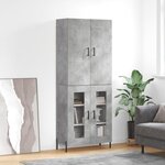 vidaXL Buffet haut Gris béton 69 5x34x180 cm Bois d'ingénierie