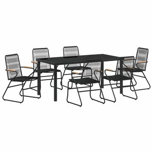 vidaXL Ensemble de salle à manger pour jardin 7 Pièces Noir
