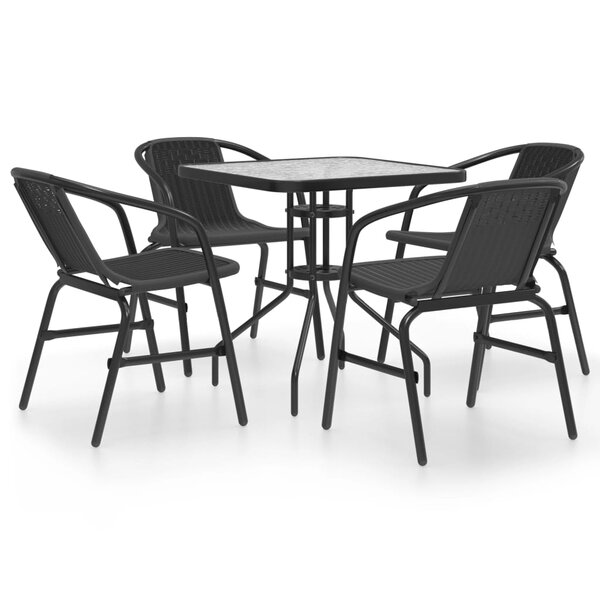 vidaXL Ensemble à manger de jardin 5 Pièces Noir
