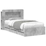 vidaXL Cadre de lit avec rangement Gris béton 90 x 190 cm
