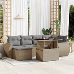 vidaXL Salon de jardin avec coussins 7 Pièces beige résine tressée