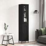 vidaXL Buffet haut Noir 34 5x34x180 cm Bois d'ingénierie