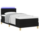 vidaXL Lit à ressort LED avec matelas Noir 100 x 200 cm tissu