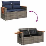 vidaXL Salon de jardin avec coussins 7 Pièces noir résine tressée acacia