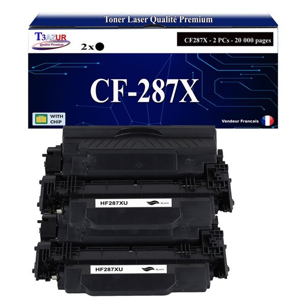 T3AZUR - 2x Toners compatibles avec HP CF287X (87X) pour HP LaserJet Pro M501  M501dn  M501n