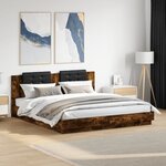 vidaXL Cadre de lit avec LED sans matelas chêne fumé 160x200 cm