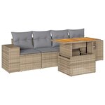 vidaXL Salon de jardin avec coussins 5 Pièces beige résine tressée