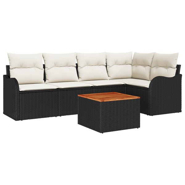 vidaXL Ensemble de Canapés de Jardin 6 Pièces Noir  blanc Moyen