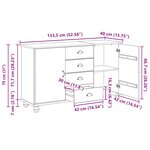 vidaXL Buffet ASKIM Blanc 133 5 x 40 x 79 cm Bois massif en pin