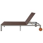 vidaXL Chaise longue double avec roues Résine tressée Marron